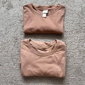 Bundle 2 Nude Brown Tan Tshirt Abercrombie & Fitch H&M XS